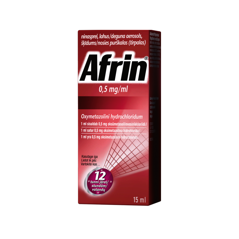 AFRIN 0.5 mg/ml nosies purškalas (tirpalas) 15 ml