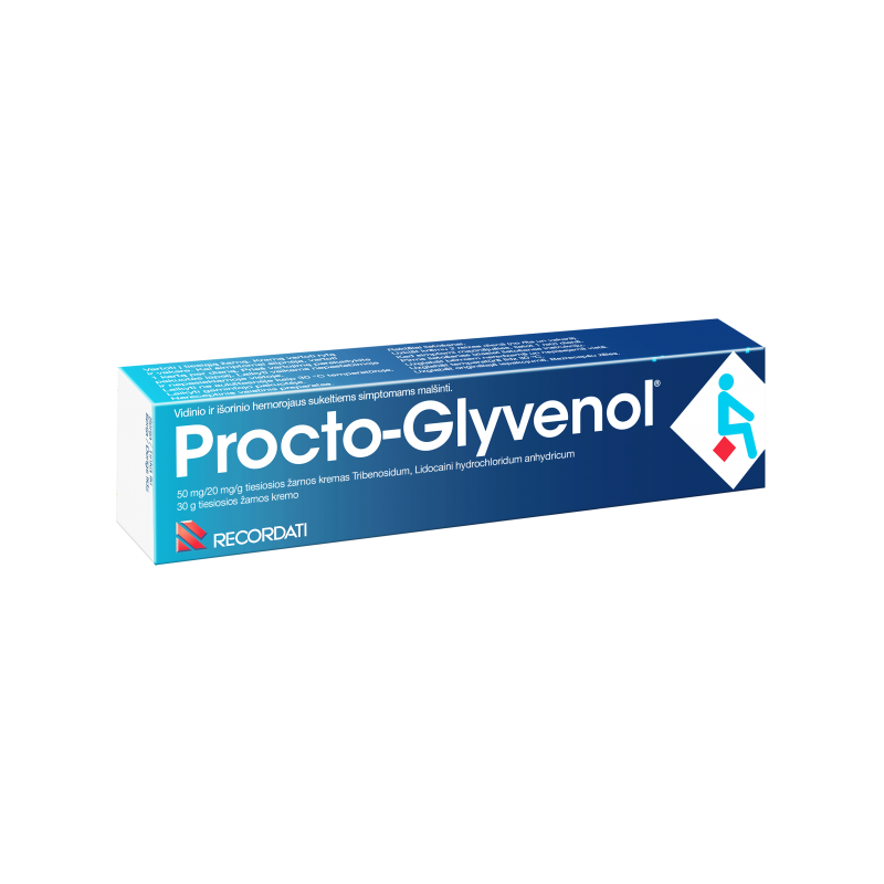 PROCTO-GLYVENOL 50 mg/20 mg/g tiesiosios žarnos kremas 30 g