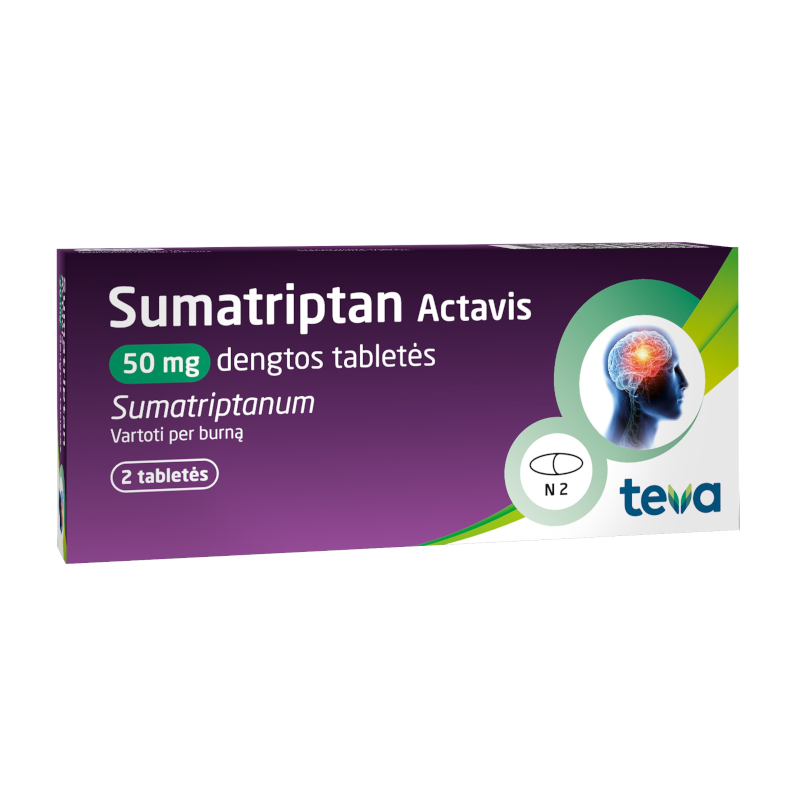 SUMATRIPTAN ACTAVIS 50 mg dengtos tabletės N2