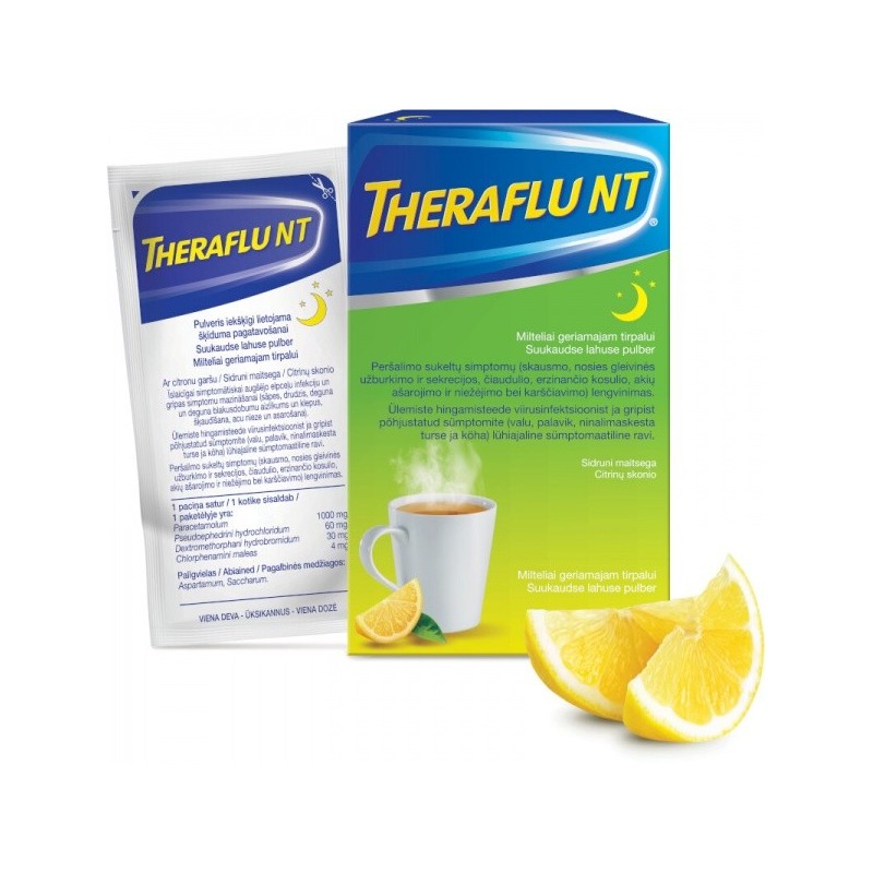 THERAFLU NT 1000 mg/60 mg/30 mg/4 mg milteliai geriamajam tirpalui N6