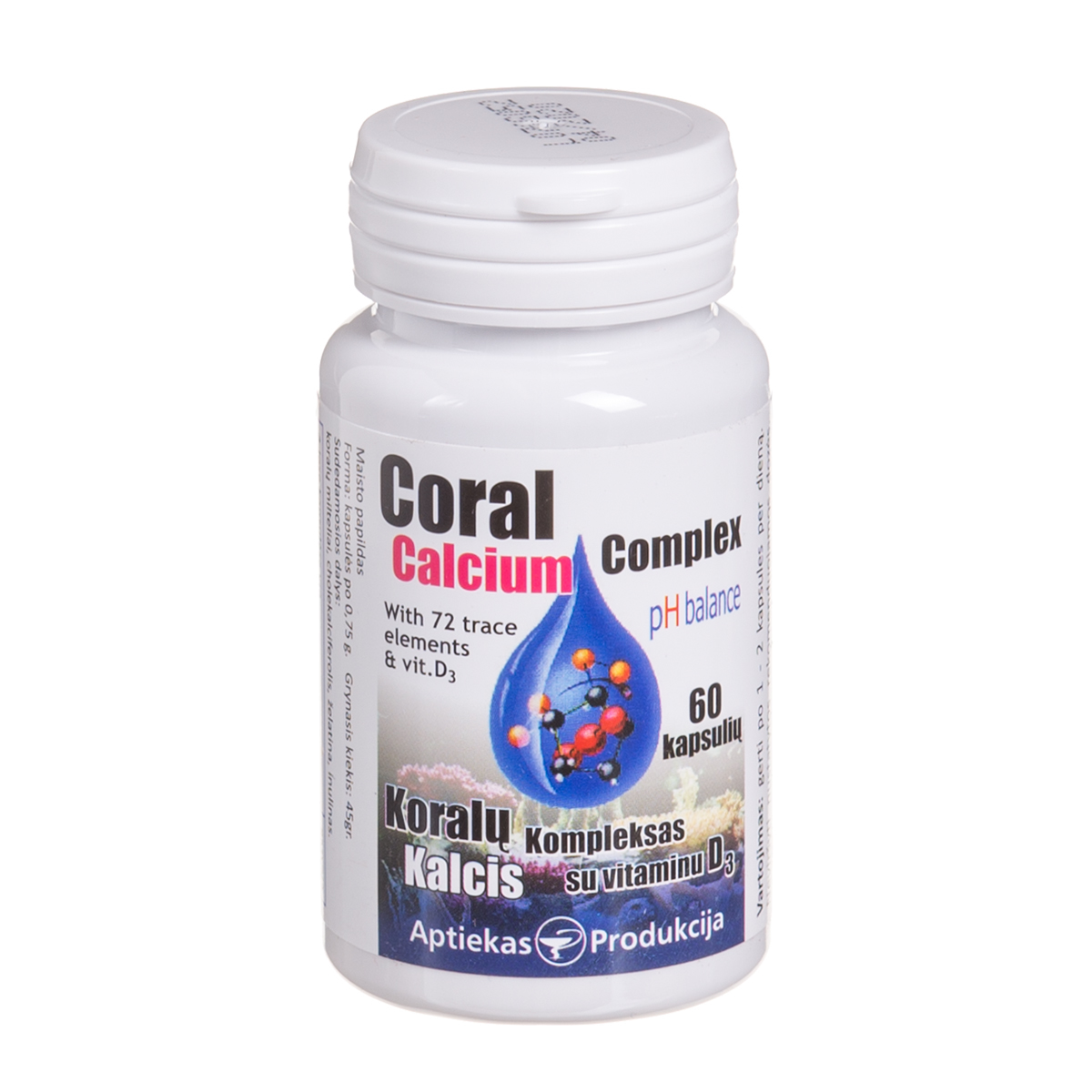 CORAL CALCIUM COMPLEX SU VITAMINU D3, 500 mg, 60 kapsulių