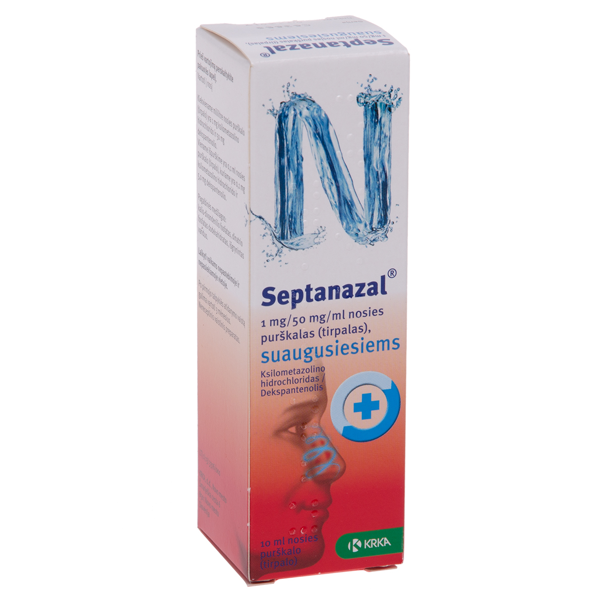 SEPTANAZAL, 1 mg/50 mg/ml, nosies purškalas (tirpalas), suaugusiesiems, 10 ml