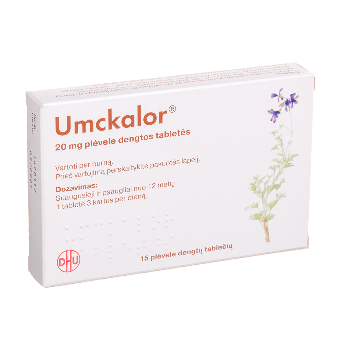 UMCKALOR, 20 mg, plėvele dengtos tabletės, N15