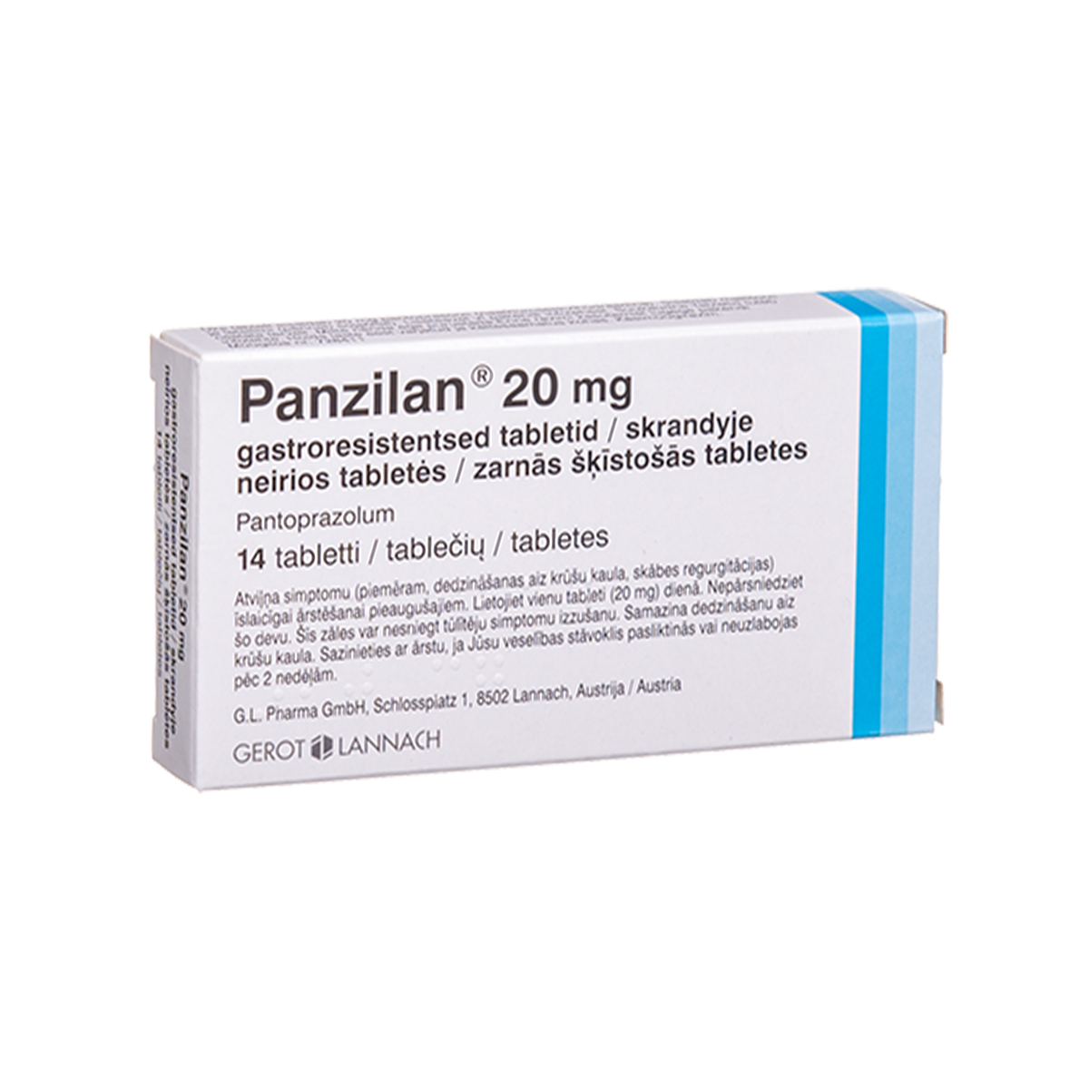 PANZILAN, 20 mg, skrandyje neirios tabletės, N14