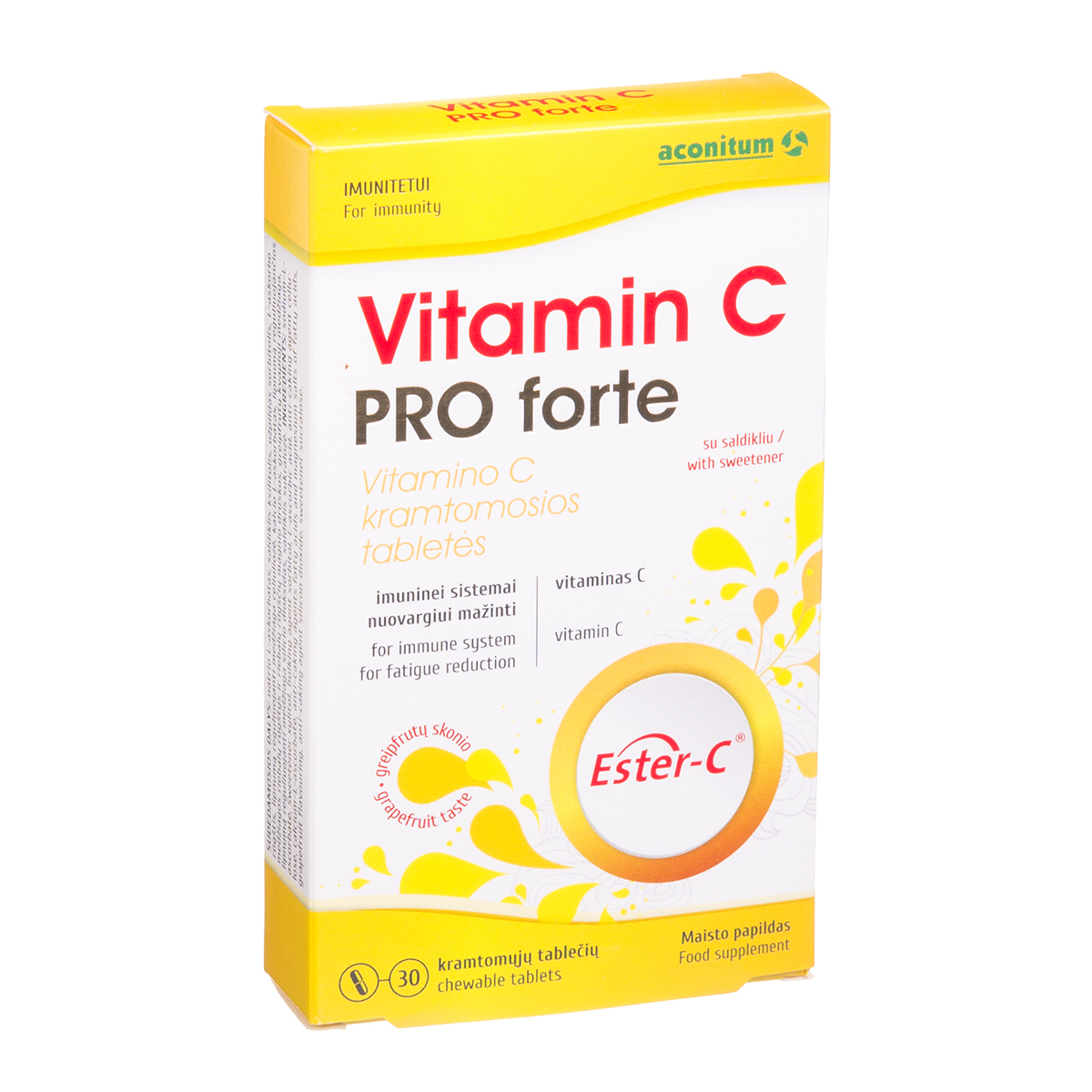 VITAMIN C PRO FORTE, vitaminas C, 30 kramtomųjų tablečių