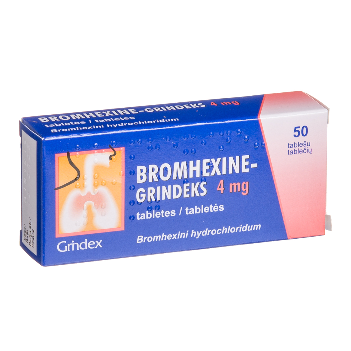 BROMHEXINE-GRINDEKS, 4 mg, tabletės, N50