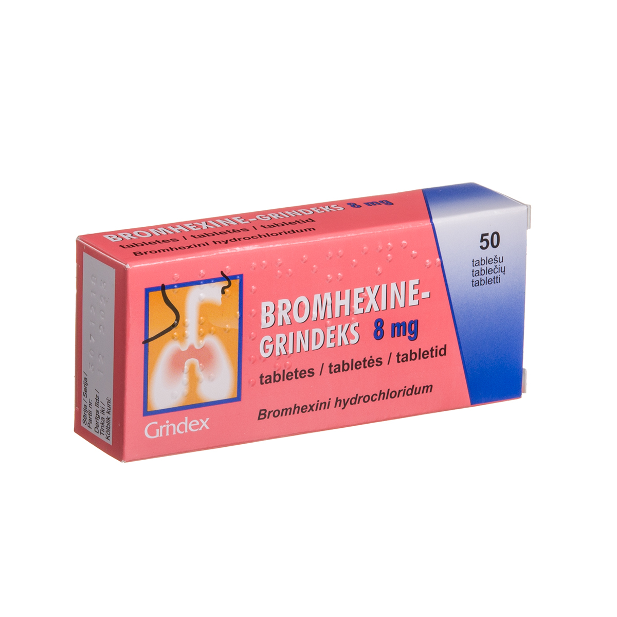 BROMHEXINE-GRINDEKS, 8 mg, tabletės, N50