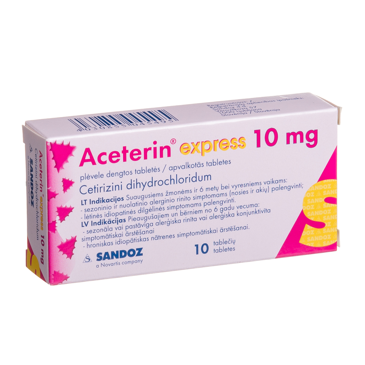 ACETERIN EXPRESS, 10 mg, plėvele dengtos tabletės, N10