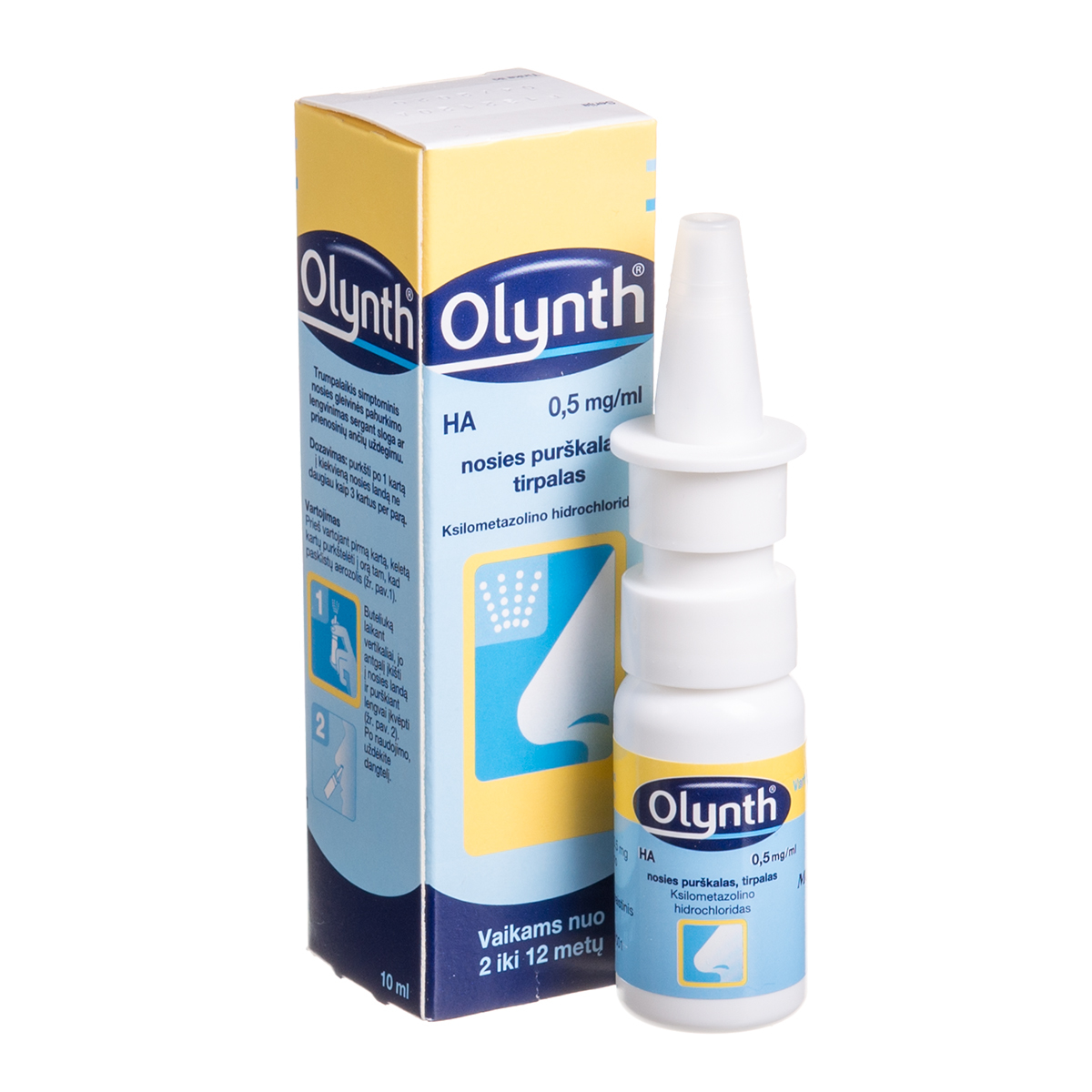 OLYNTH HA, 0,5 mg/ml, nosies purškalas (tirpalas), 10 ml