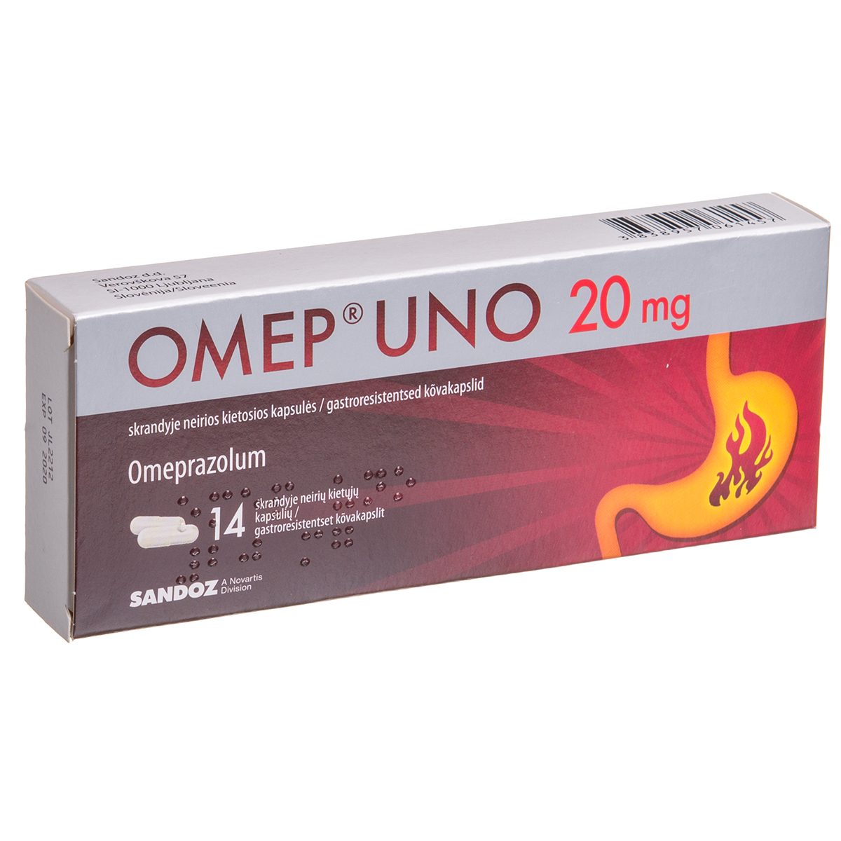 OMEP UNO, 20 mg, skrandyje neirios kietosios kapsulės, N14