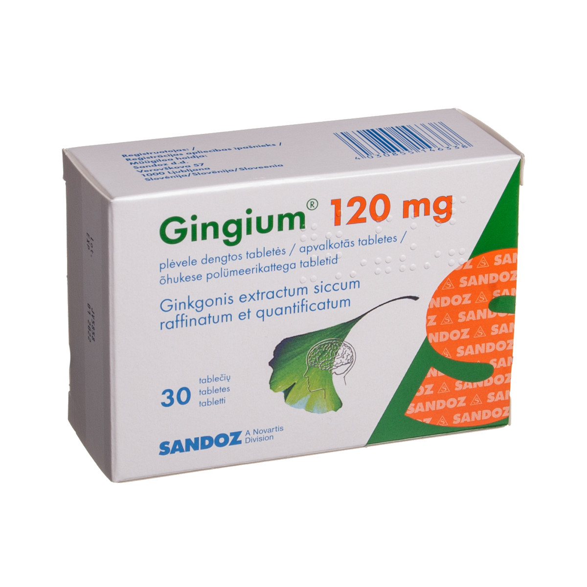 GINGIUM, 120 mg, plėvele dengtos tabletės, N30