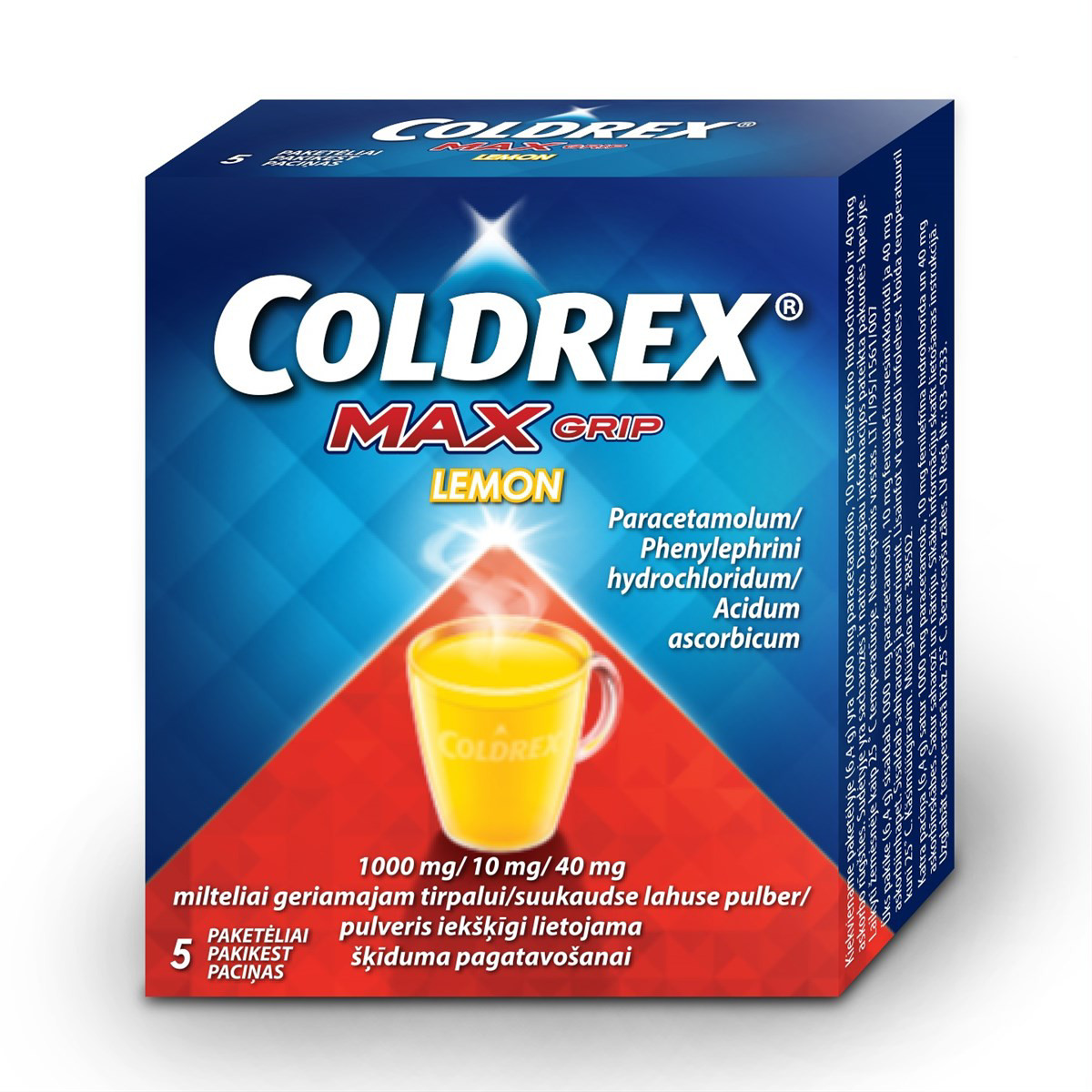 COLDREX MAXGRIP LEMON, 1000 mg/10 mg/40 mg, milteliai geriamajam tirpalui, N5