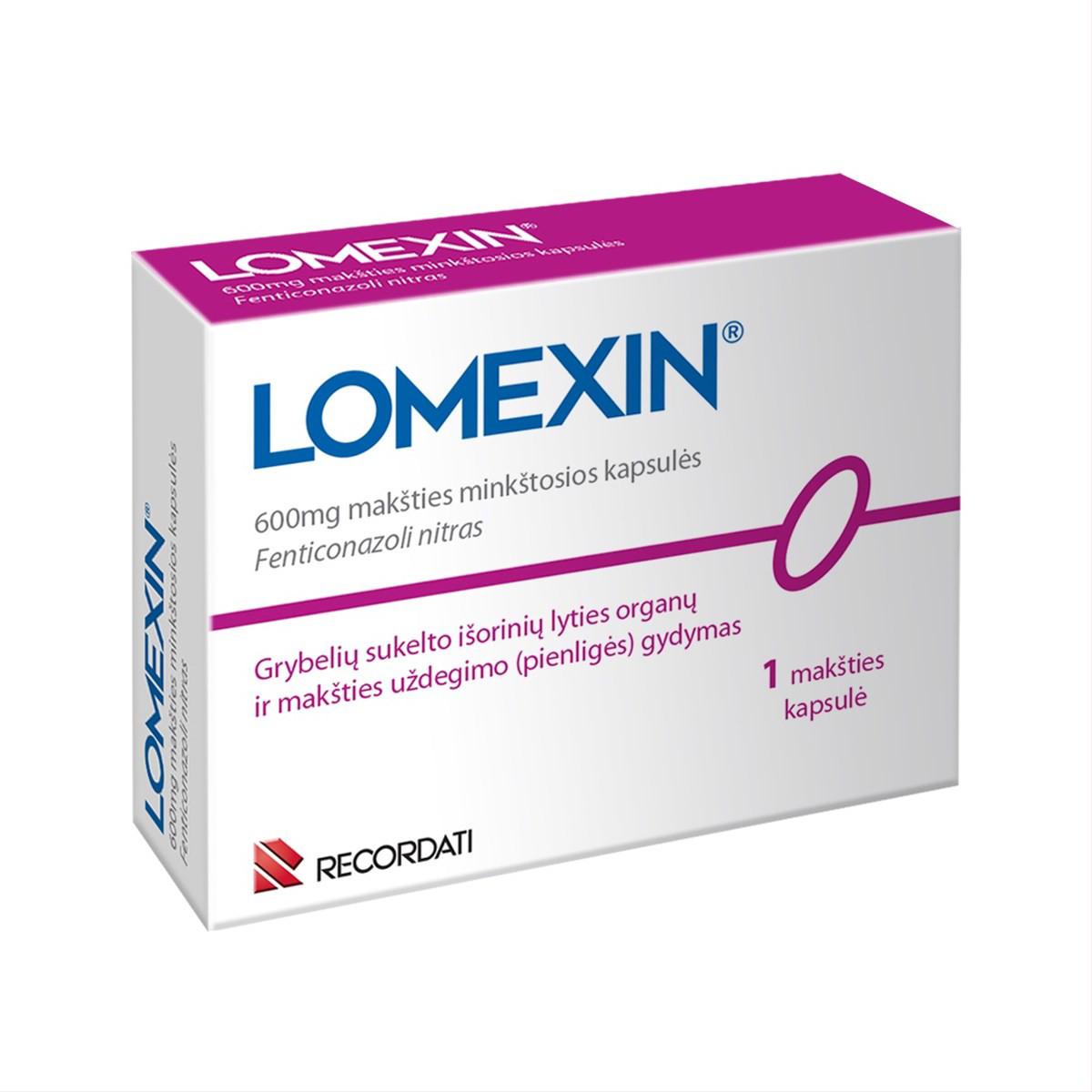 LOMEXIN, 600 mg, makšties minkštosios kapsulės, N1