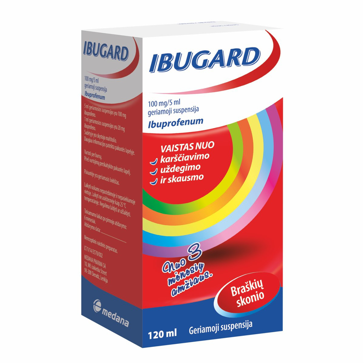IBUGARD, 100 mg/5 ml, geriamoji suspensija, 120 ml