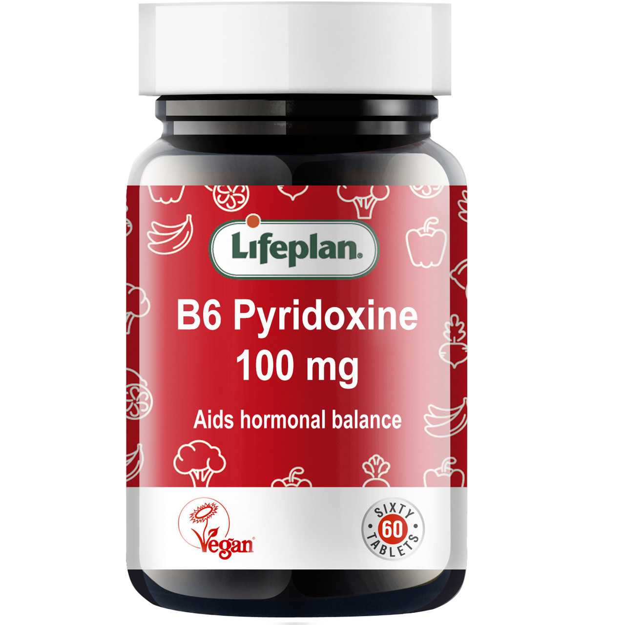 VITAMINAS B6 100 mg LIFEPLAN, 60 tablečių