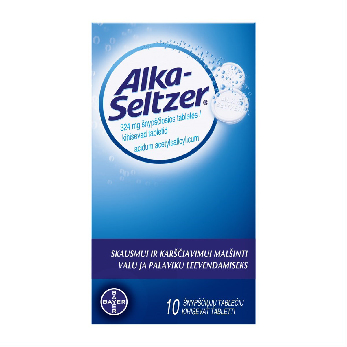 ALKA-SELTZER 324 mg, šnypščiosios tabletės, N10