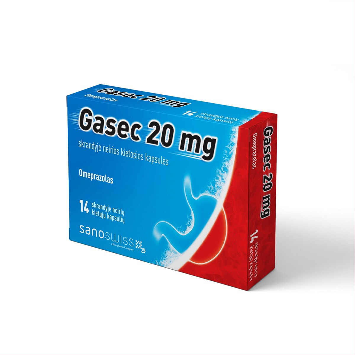 GASEC, 20 mg, skrandyje neirios kietosios kapsulės, N14