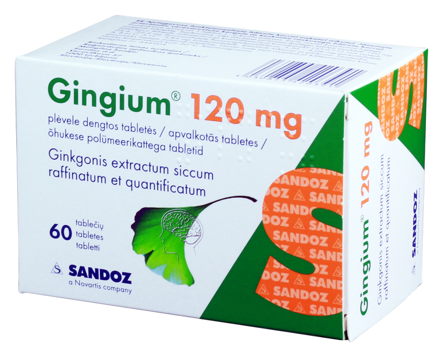 GINGIUM 120 mg apvalkotās tabletes, 60 gab.