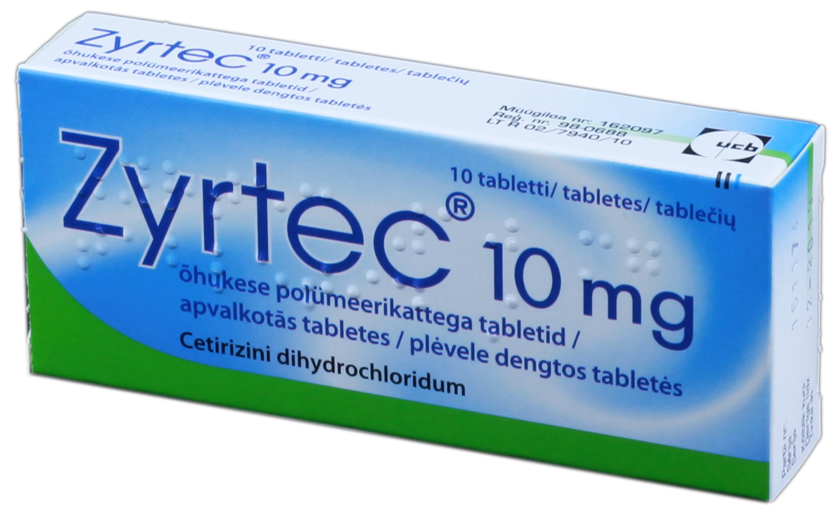 ZYRTEC 10 mg tabletes, 10 gab.
