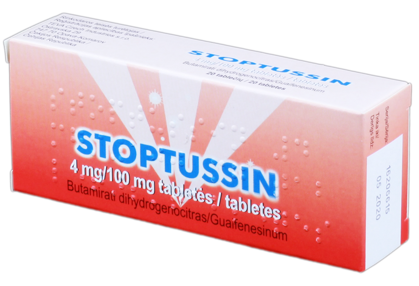 STOPTUSSIN 4 mg/100 mg tabletes, 20 gab.