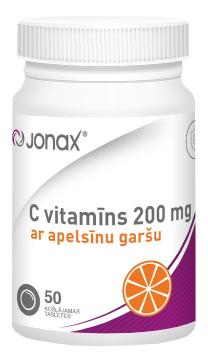 JONAX C Vitamīns 200 mg košļājamās tabletes, 50 gab.