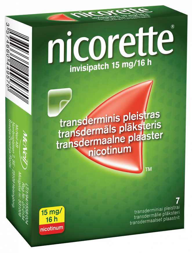 NICORETTE   Invisipatch 15 mg/16 h plāksteris, 7 gab.