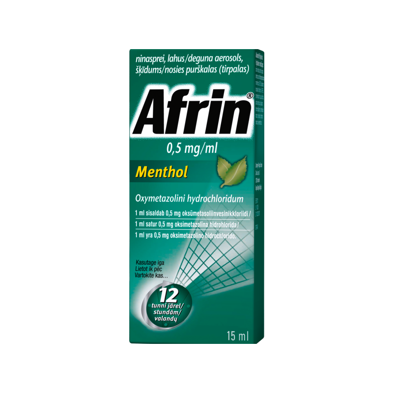 AFRIN MENTHOL 0.5 mg/ml nosies purškalas 15 ml