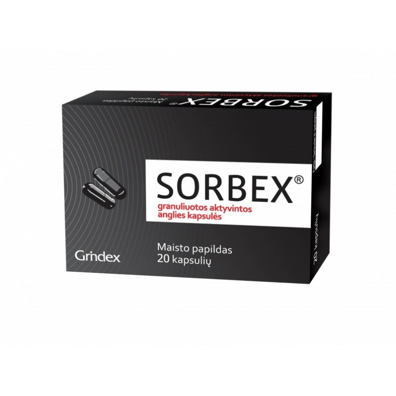SORBEX granuliuota, aktyvinta anglis, 300 mg, 20 vnt.