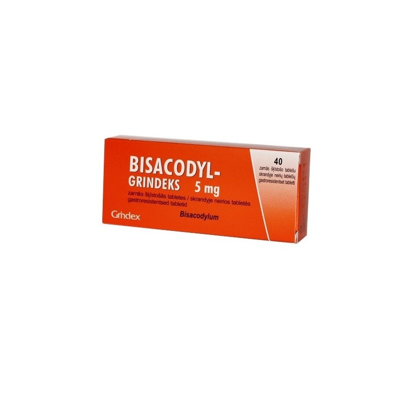 BISACODYL GRINDEKS 5 mg skrandyje neirios tabletės N40