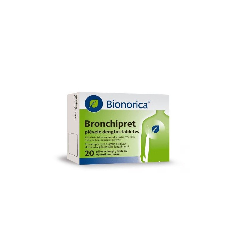 BRONCHIPRET plėvele dengtos tabletės N20