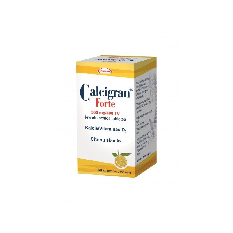 CALCIGRAN FORTE 500 mg/400 TV kramtomosios tabletės N60