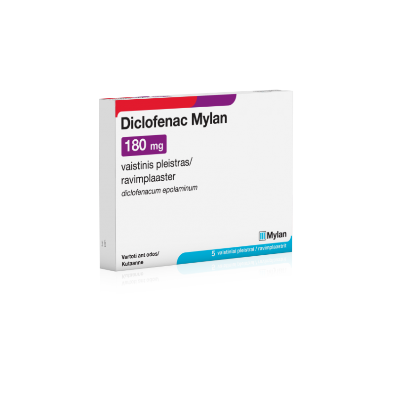 DICLOFENAC MYLAN 180 mg vaistinis pleistras N5