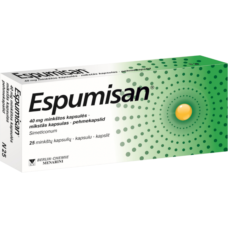 ESPUMISAN 40 mg minkštosios kapsulės N25