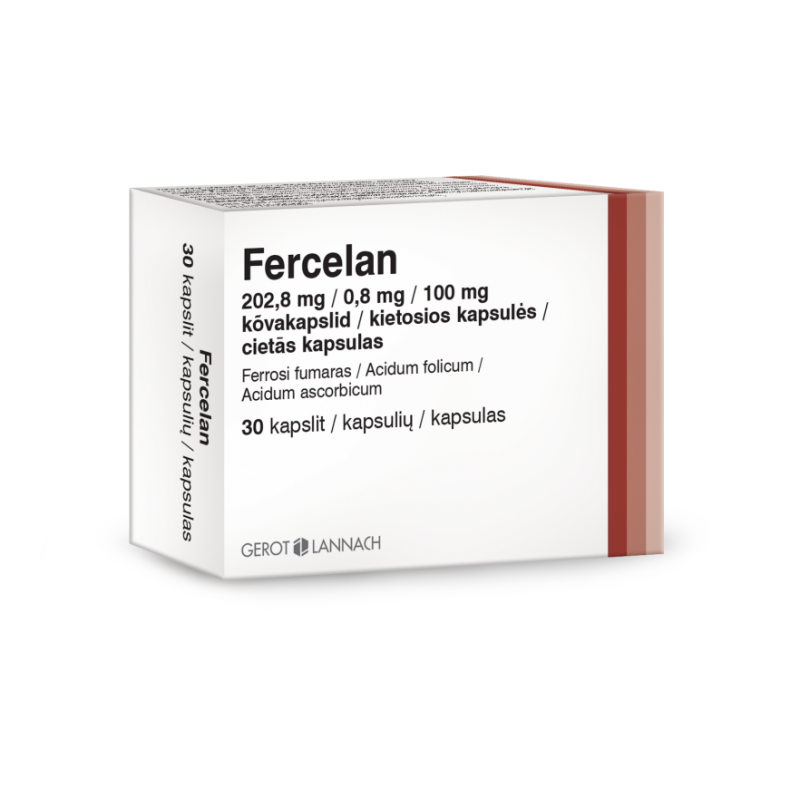 FERCELAN 202.8 mg/0.8 mg/100 mg kietosios kapsulės N30