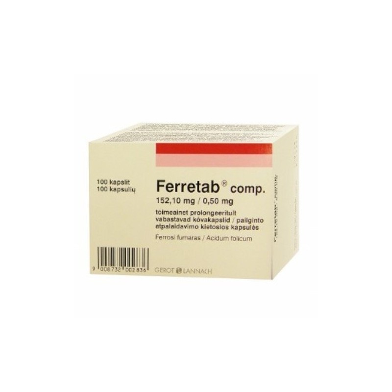 FERRETAB COMP  152.1 mg/0.5 mg pailginto atpalaidavimo kietosios kapsulės N100