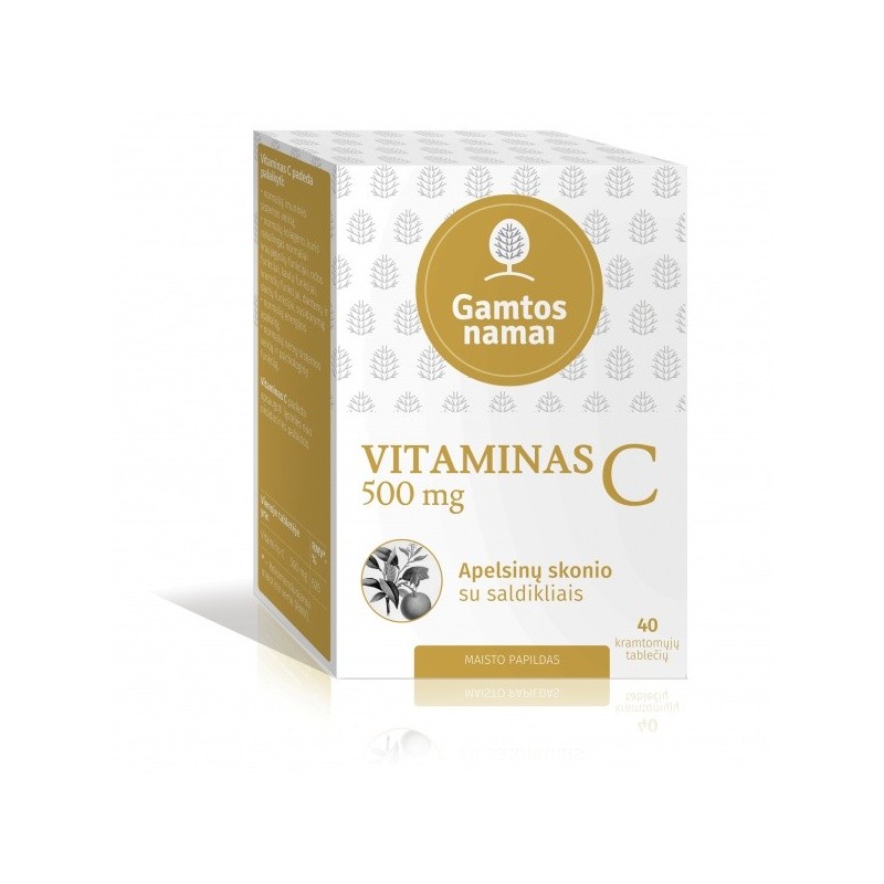 GAMTOS NAMAI vitaminas C 500 mg, kramtomos tabletės, 40 vnt.