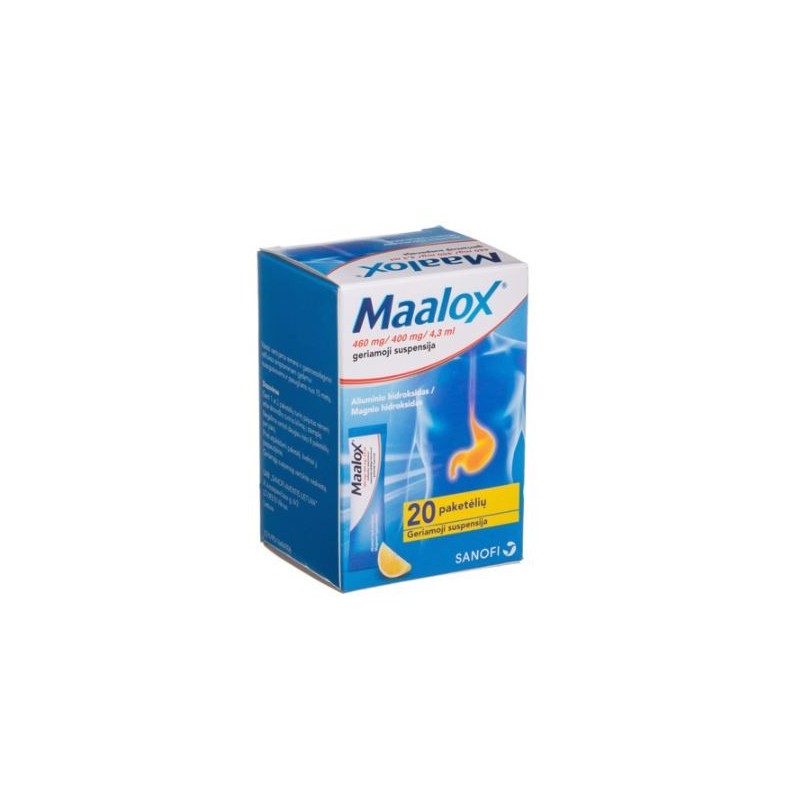 MAALOX 460 mg/400 mg/4.3 ml geriamoji suspensija N20