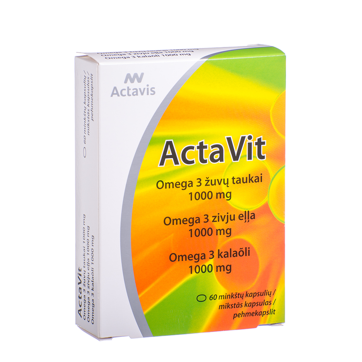 ACTAVIS ACTAVIT ŽUVŲ TAUKAI OMEGA-3, 1000 mg, 60 minkštųjų kapsulių