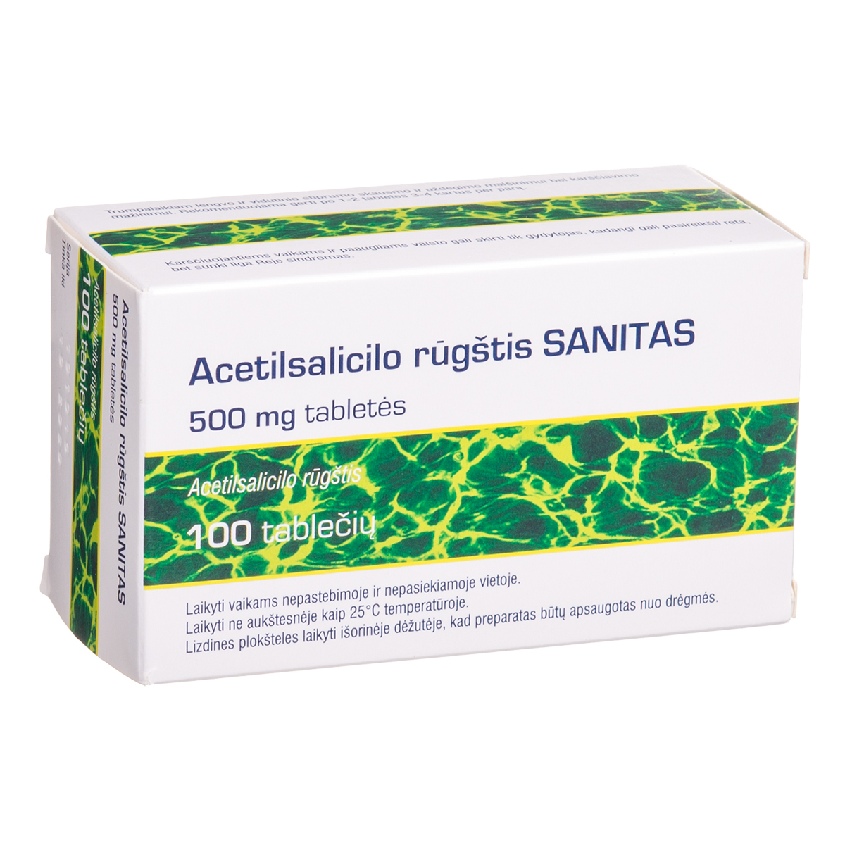 ACETILSALICILO RŪGŠTIS SANITAS, 500 mg, tabletės, N100