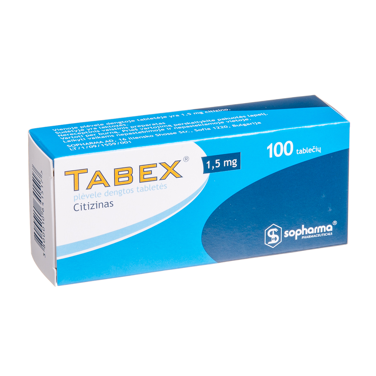 TABEX, 1,5 mg, plėvele dengtos tabletės, N100