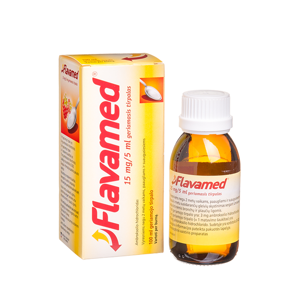 FLAVAMED, 15 mg/5 ml, geriamasis tirpalas, 100 ml