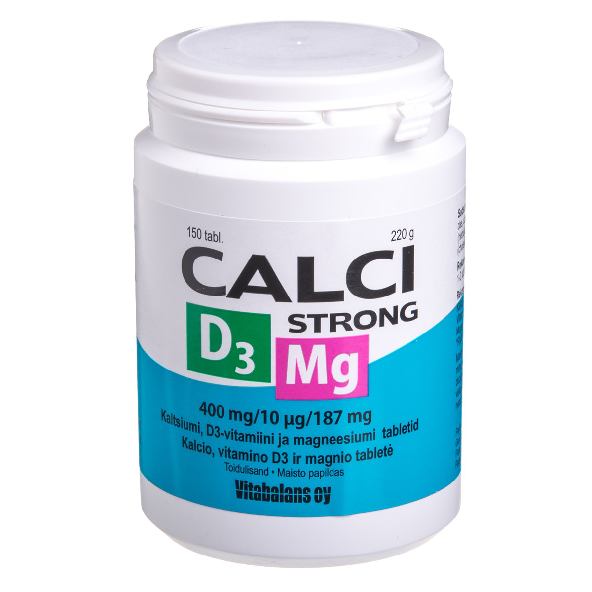 CALCI STRONG + D3 + MG, 150 tablečių