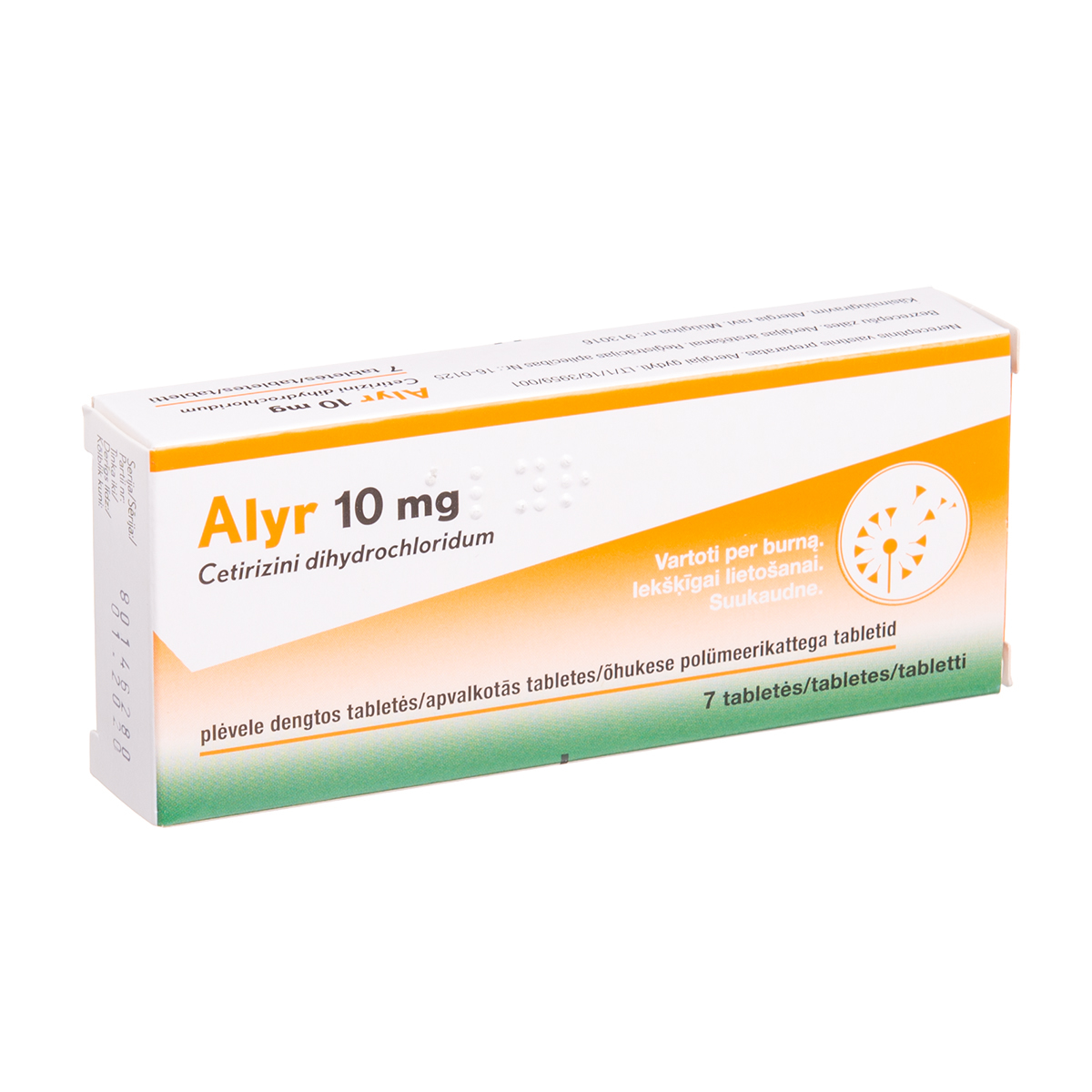 ALYR, 10 mg, plėvele dengtos tabletės, N7