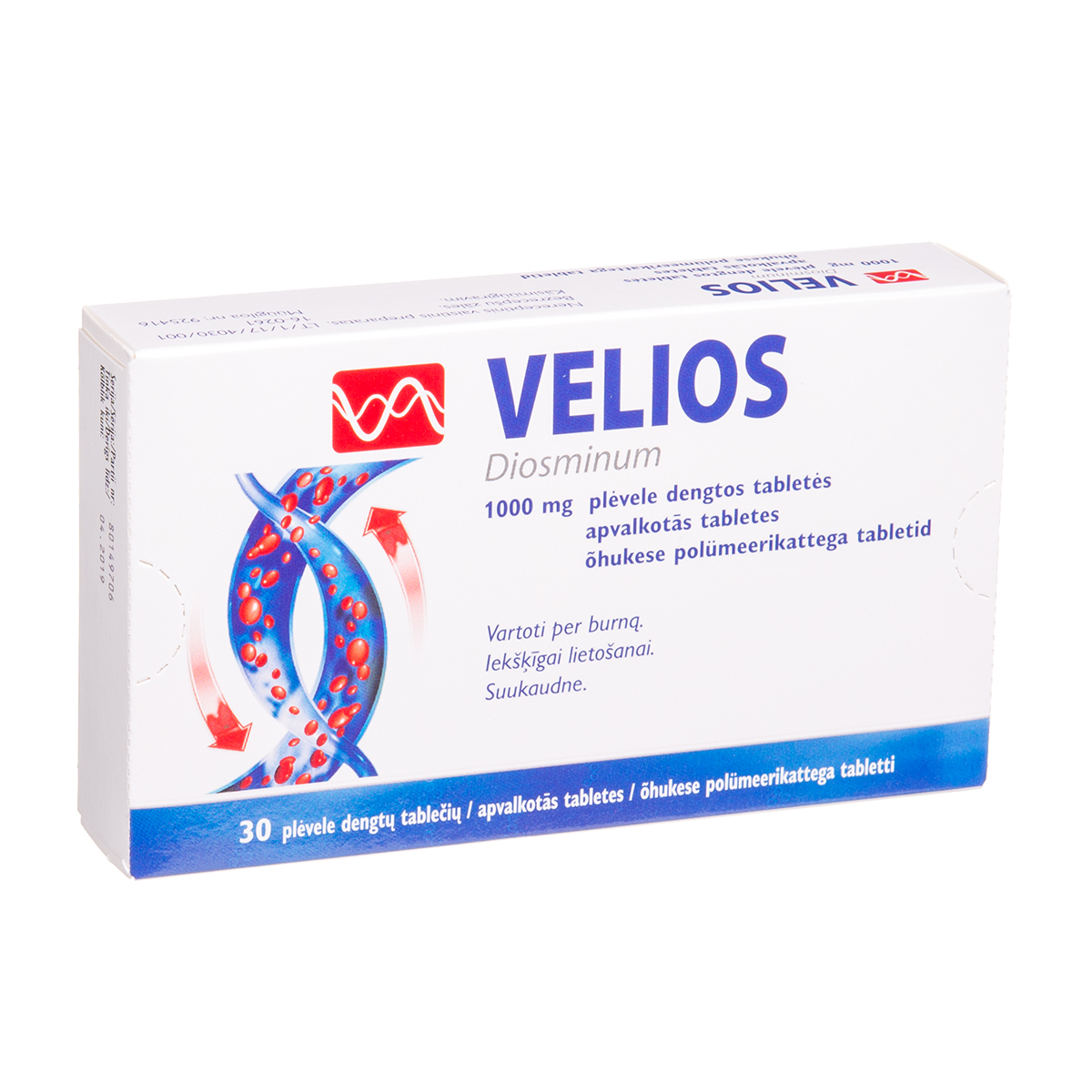 VELIOS, 1000 mg, plėvele dengtos tabletės, N30