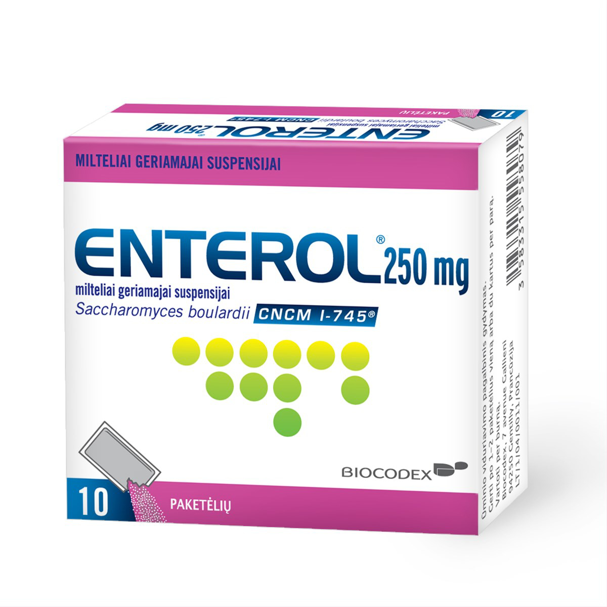 ENTEROL, 250 mg, milteliai geriamajai suspensijai, N10
