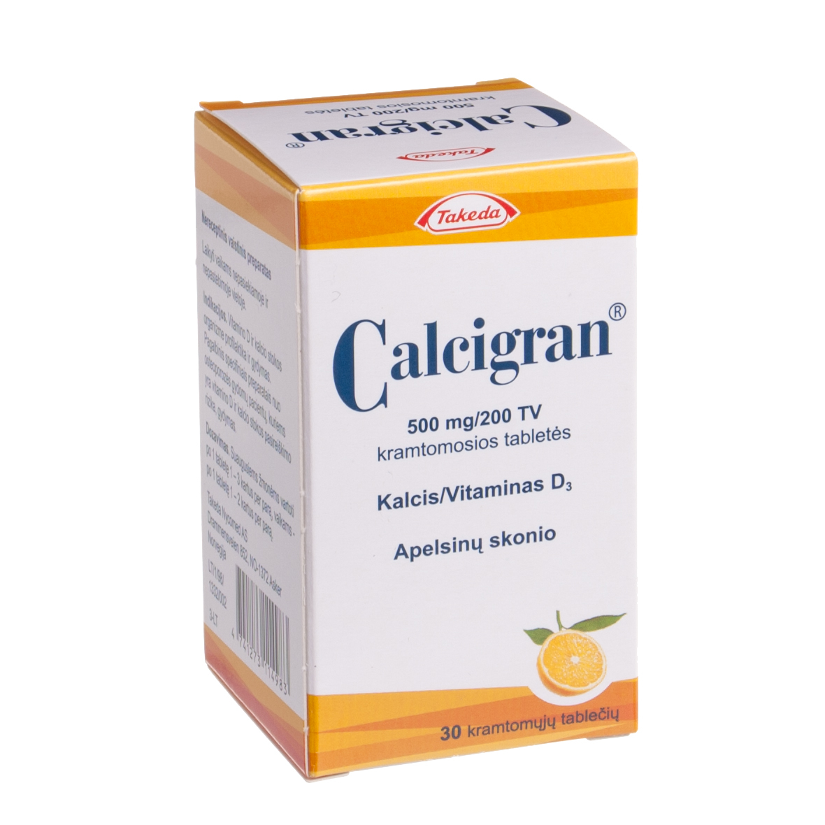 CALCIGRAN, 500 mg/200 TV, kramtomosios tabletės, N30