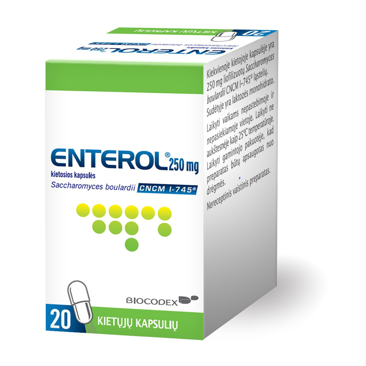 ENTEROL, 250 mg, kietosios kapsulės, N20