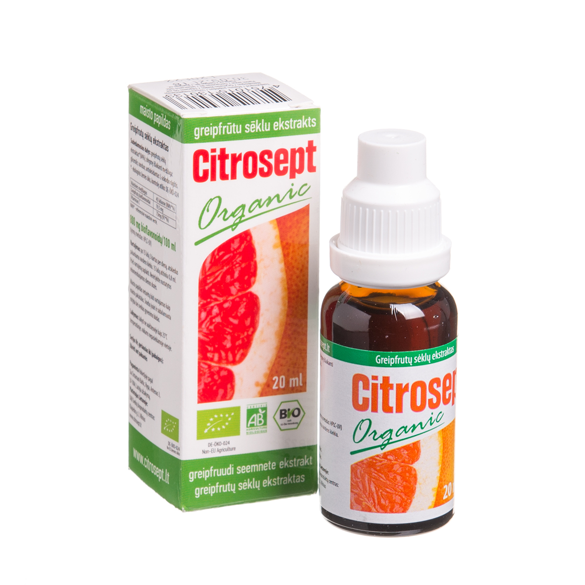CITROSEPT ORGANIC, greipfrutų sėklų ekstraktas, 20 ml