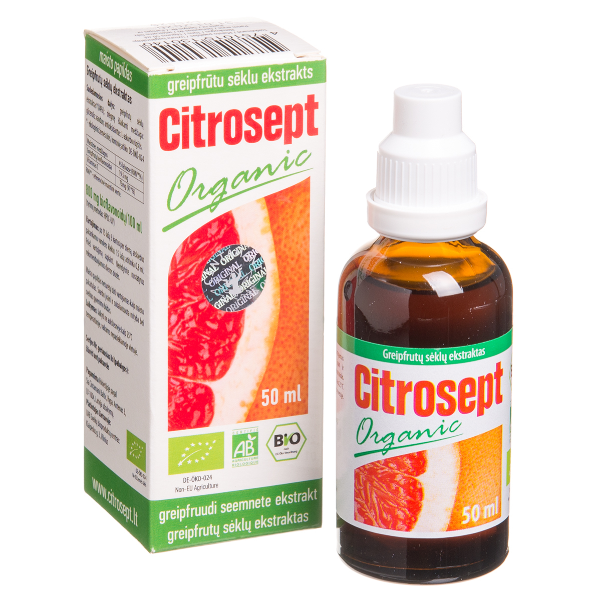 CITROSEPT ORGANIC, greipfrutų sėklų ekstraktas, 50 ml