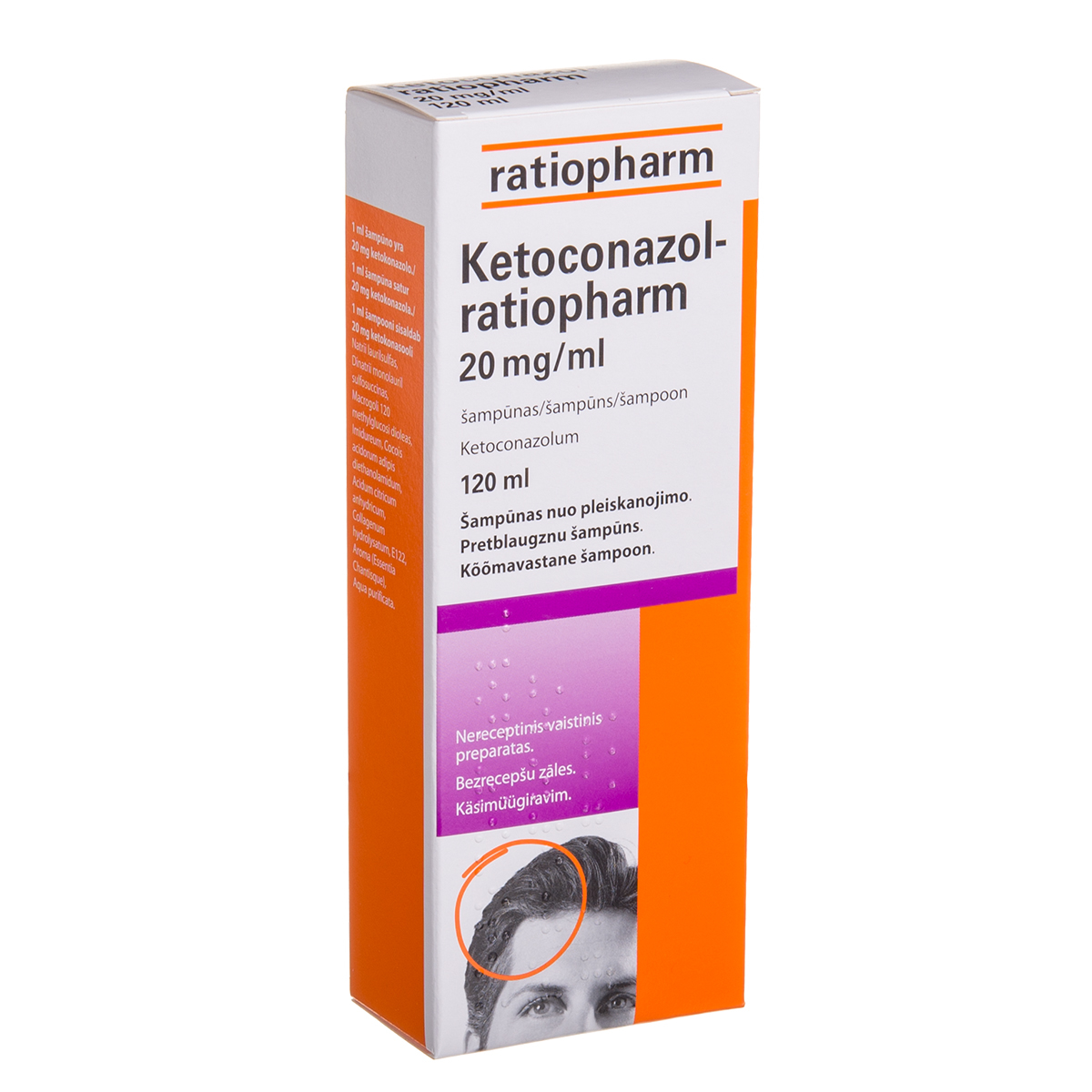 KETOCONAZOL-RATIOPHARM, 20 mg/ml, šampūnas, 120 ml